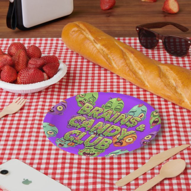 Playful Monsters Zombies For Halloween Paper Plate (Picnic)