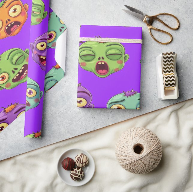 Playful Monsters Zombies For Halloween Wrapping Paper (Crafts)