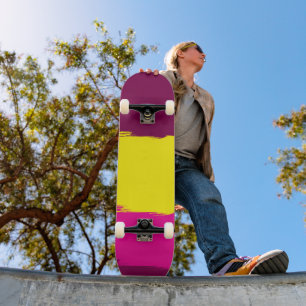Playful Mulberry Pink Yellow Skateboard Deck