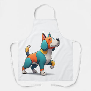 Playful Multi-Coloured 3D Style Cartoon Dog Charac Apron