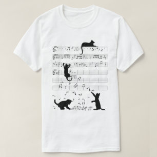 Playful Music Cats Funny Musical Notes Pet Lover T-Shirt