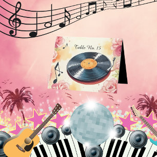 playful musical floral watercolor table number