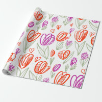 Playful naive tulip flower seamless pattern 