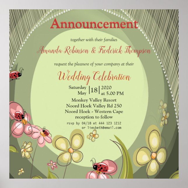 Playful nature look with flowers and ladybird poster (Front)