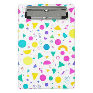Playful Neon Memphis Geometric Retro Pattern Mini Clipboard