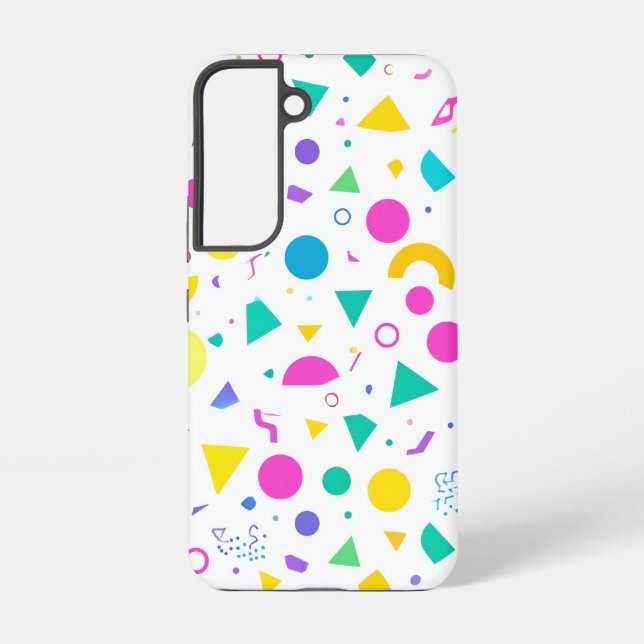 Playful Neon Memphis Geometric Retro Pattern Samsung Galaxy S22 Case (Back)