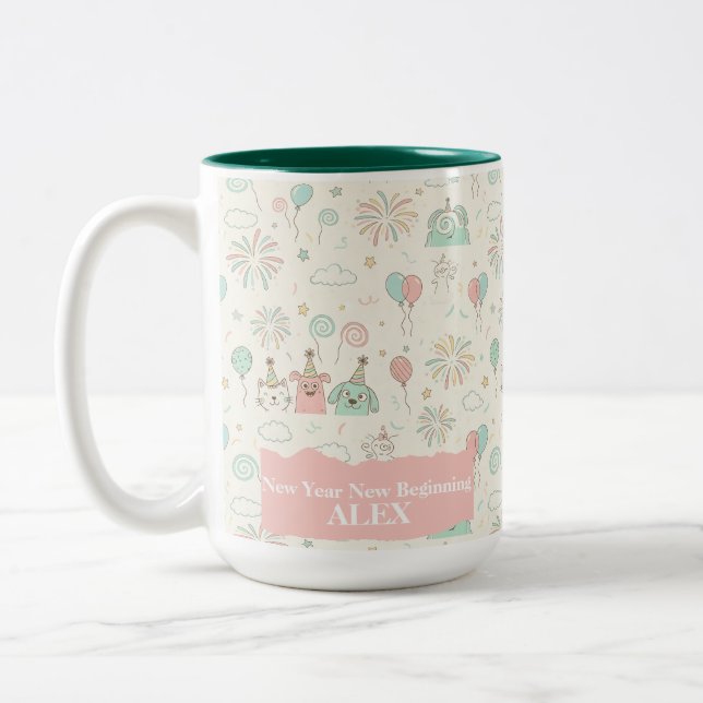 Playful New Year New Beginnings Custom Mug (Left)