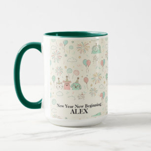 Playful New Year New Beginnings Custom Mug
