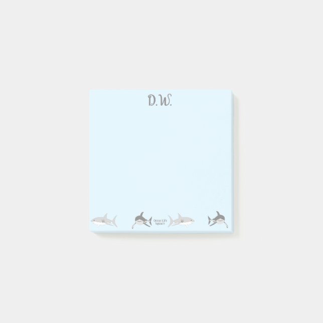 Playful Ocean Sharks Blue Design Post-it Notes (Front)