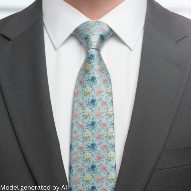 Playful Octopus Pattern – Blue Ocean Sea Life Tie (Creator Uploaded)