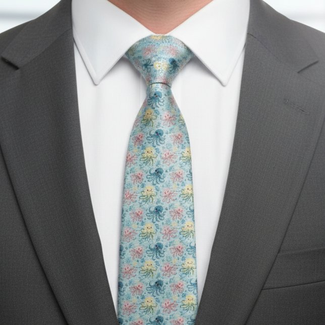Playful Octopus Pattern – Blue Ocean Sea Life Tie (Creator Uploaded)