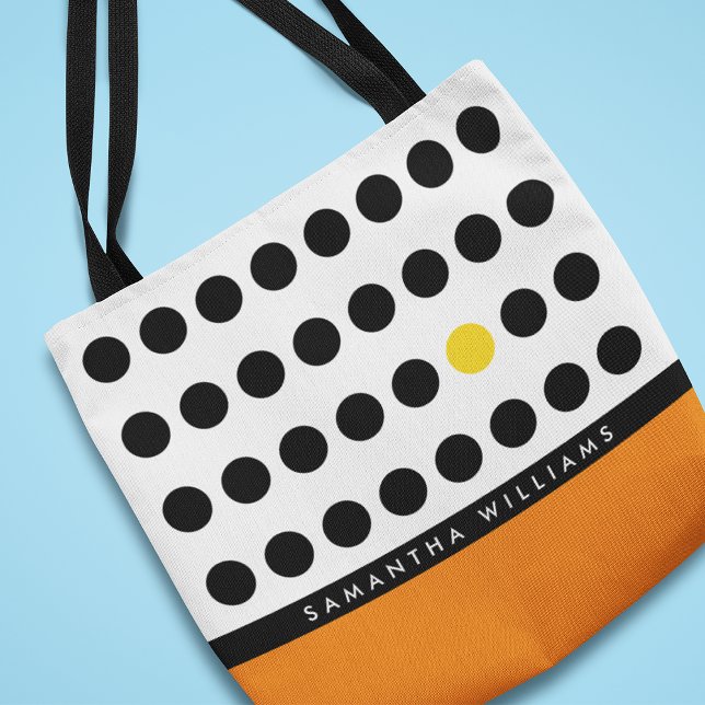 Playful Orange Black Polka Dots Personalised Tote Bag (Creator Uploaded)