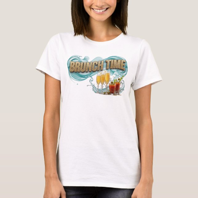 Playful Orange BRUNCH TIME Text Design T-Shirt (Front)
