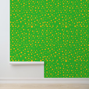 Playful Orange Dots on Lime Green Dotted Wallpaper
