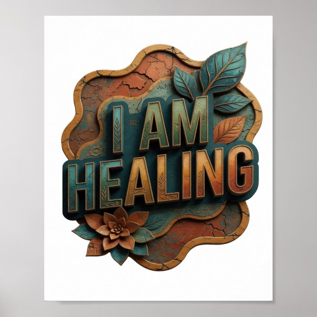 Playful Orange I AM HEALING Poster (Front)