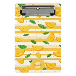 Playful Orange Slice Pattern with Green Leaves Mini Clipboard