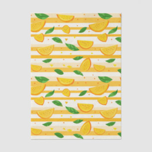 Playful Orange Slice Pattern with Green Leaves Tissue Paper