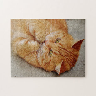 Playful Orange Tabby Cat Jigsaw Puzzle