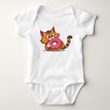 Playful Orange Tabby Cat with Doughnut Baby Bodysu