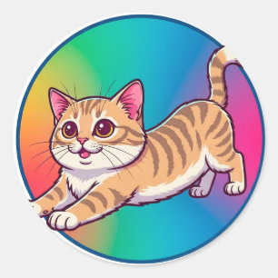 Playful Orange Tabby Kitten Classic Round Sticker