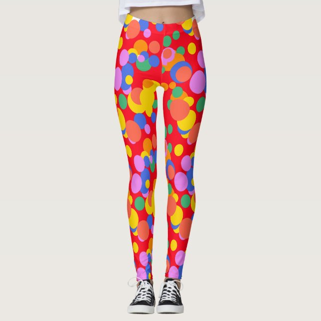 Playful Orbit: Abstract Circles Leggings (Front)