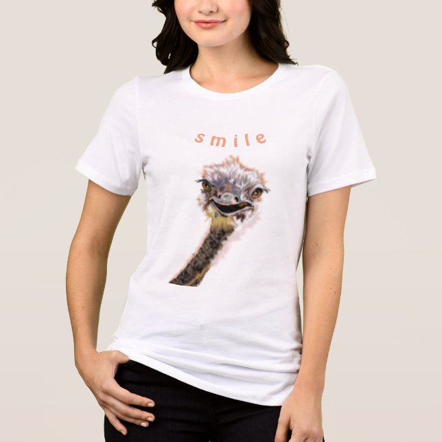 Playful Ostrich T-Shirt Tri-Blend Shirt (Front)