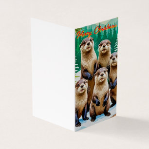 Playful otter friends Christmas Card