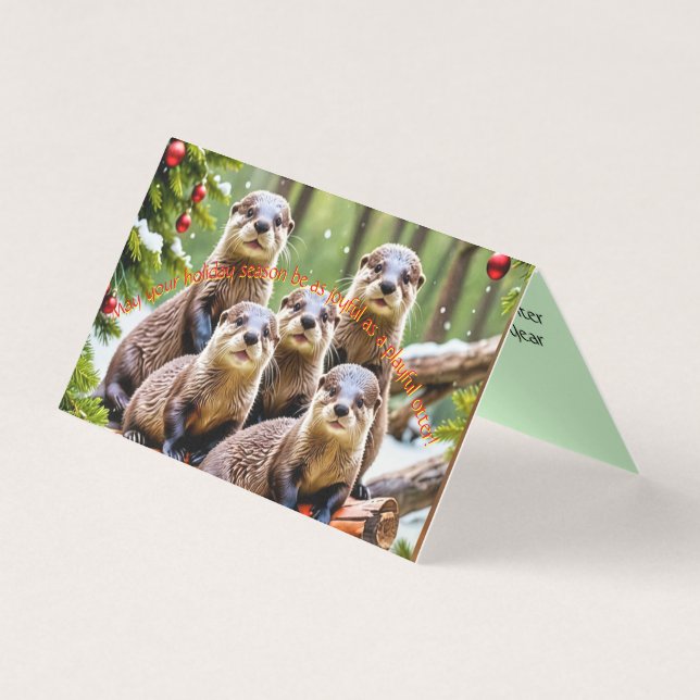  Playful otter friends Christmas Card (Front)