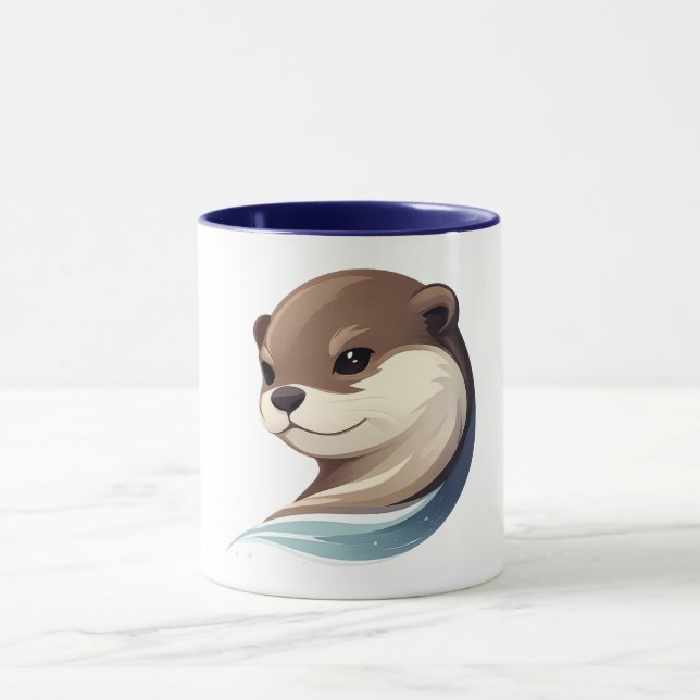 Playful Otter Illustration Mug (Center)