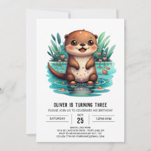 Playful Otter Wonderland Birthday Invitation