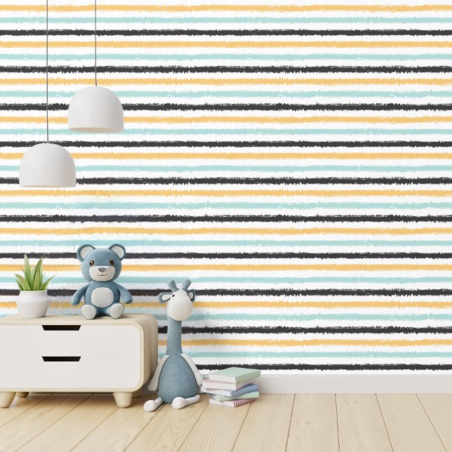 Playful Paint Stripes Wallpaper (Whimsical contemporary stripes, the perfect wallpaper for any room!)
