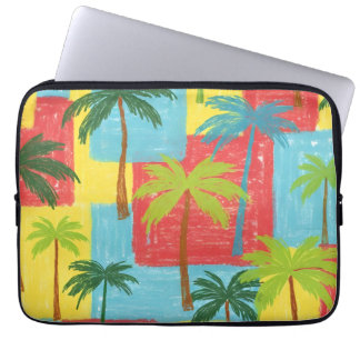 Playful Palm Trees – Summer Crayon Style Pattern Laptop Sleeve