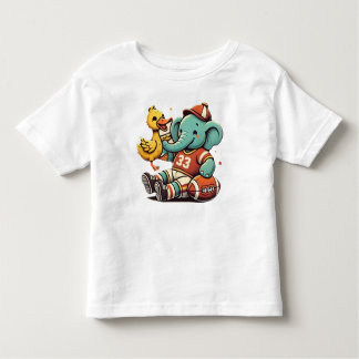 Playful Pals: Cartoon Elephant and Duck Toddler T-Shirt