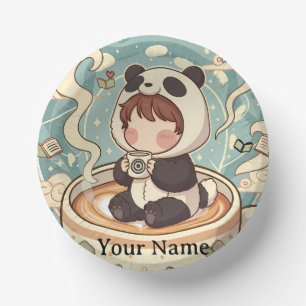 Playful Panda Coffee Ceramic Bowl Paper Plate