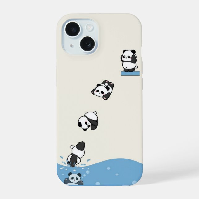 Playful Panda Dive – Cartoon Animal Phone Case (Back)