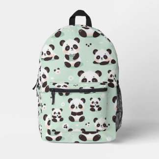 Playful Panda Pattern Printed Backpack