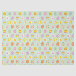 Playful Pastel Easter Eggs & Bunnies Spring Green Tissue Paper