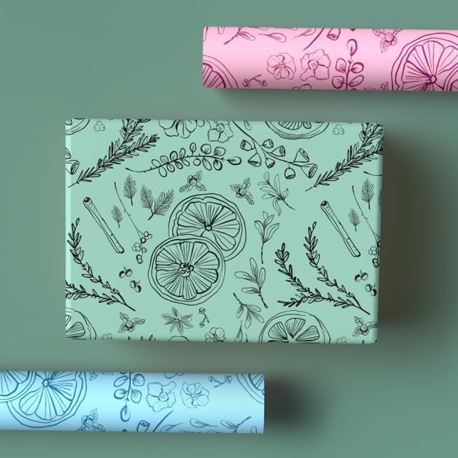 Playful Pastel Whimsical Modern Nordic Line Art Wrapping Paper Sheet (Creator Uploaded)