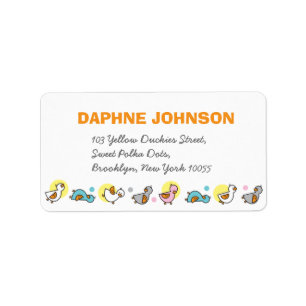 Playful Pastels Ducklings Girl Baby Shower Address Label