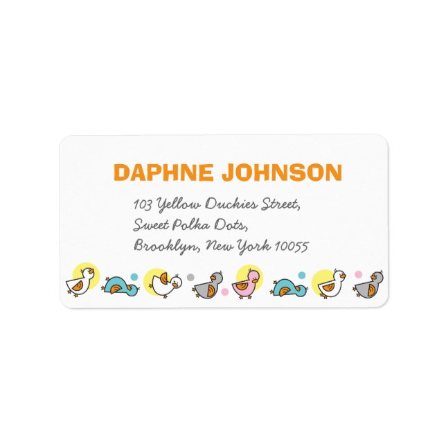 Playful Pastels Ducklings Girl Baby Shower Address Label (Front)