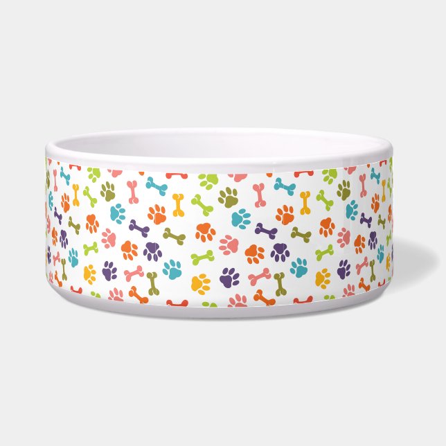 Playful Paws and Bones Dog Bowl (Front)
