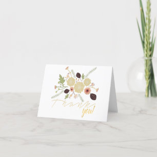 Playful Peach Cream Whimsical Motif Flowers Thank You Card
