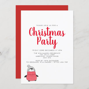 Playful Penguin Holiday Party Invitation