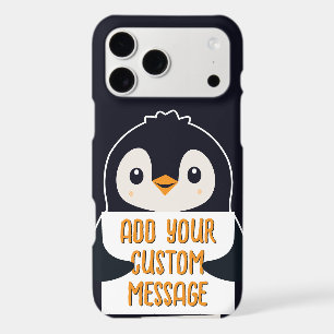 Playful penguin with a sign for your message