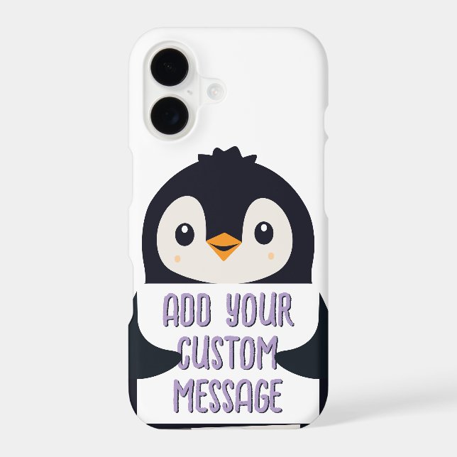 Playful penguin with a sign for your message (Back)