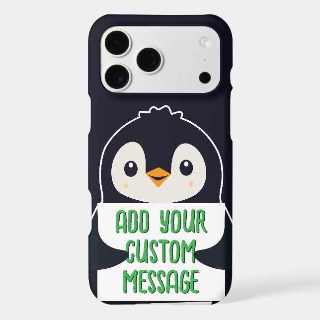 Playful penguin with a sign for your message (Back)