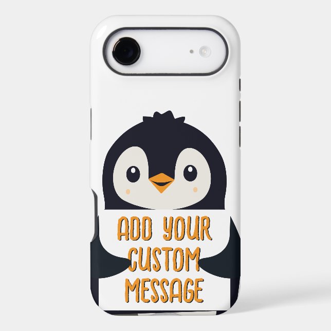Playful penguin with a sign for your message (Back)