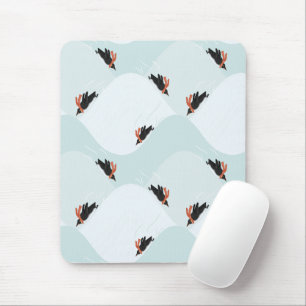 Playful Penguins Sliding on Snow Pattern Mouse Pad