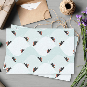 Playful Penguins Sliding on Snow Pattern Tissue Paper