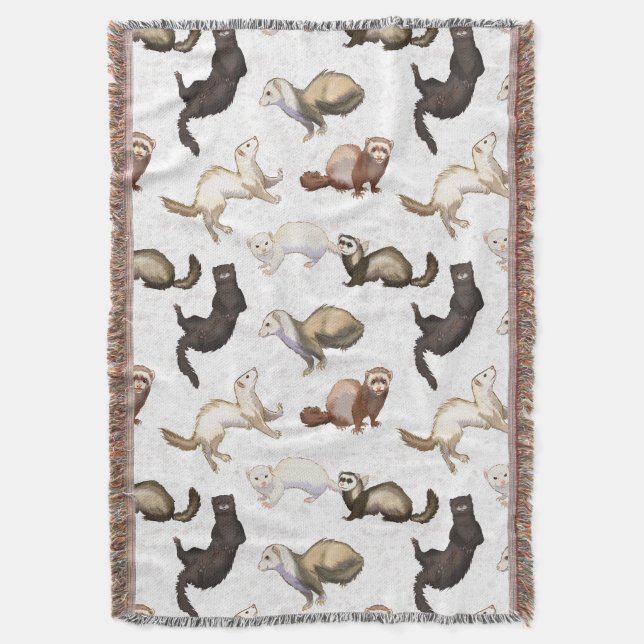 Playful Pet Ferret Business    Throw Blanket (Front Vertical)